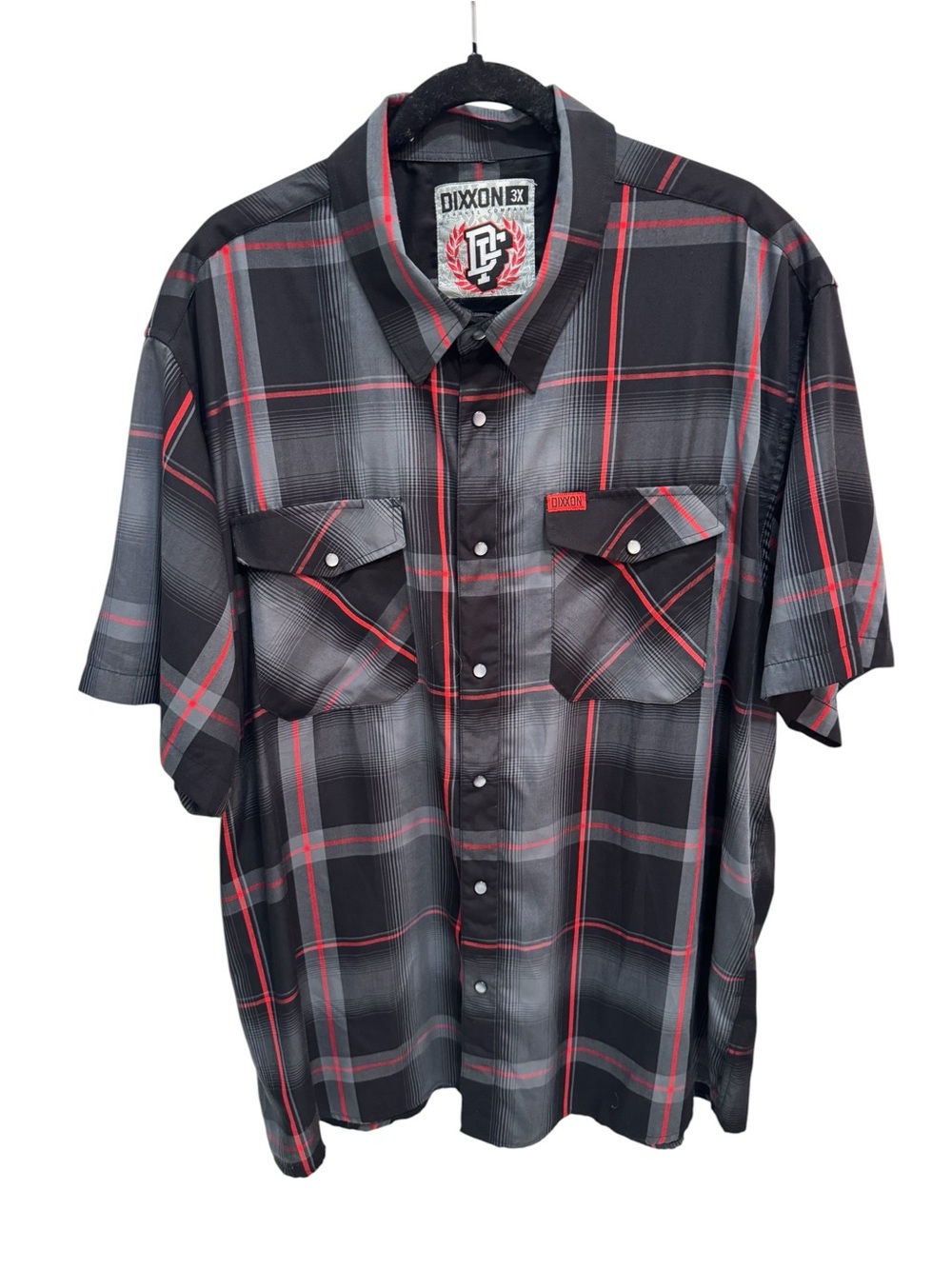 Dixxon Short Sleeved Bamboo Shirt 3X Moxie Red Black Plaid Pearl Snap